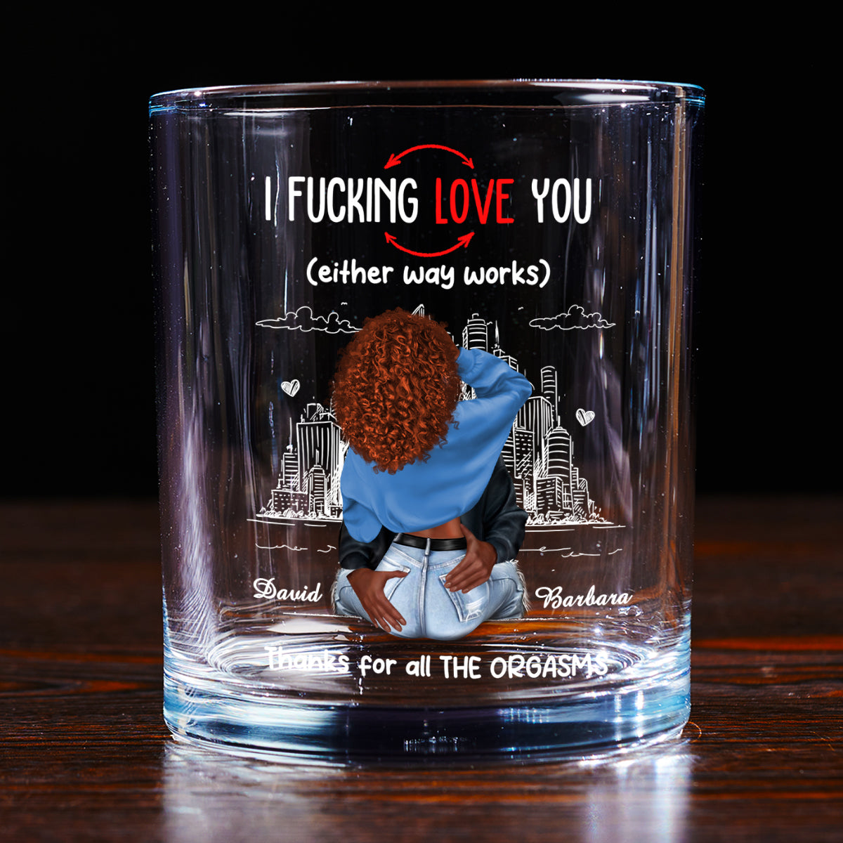 Thanks For All The Orgasms - Personalized Round Whiskey Glass