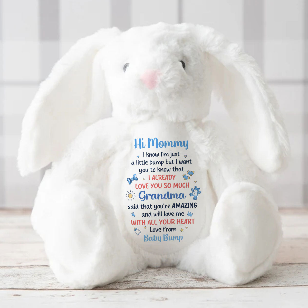 Dear Mommy I Love You - Personalized Stuffed Bunny