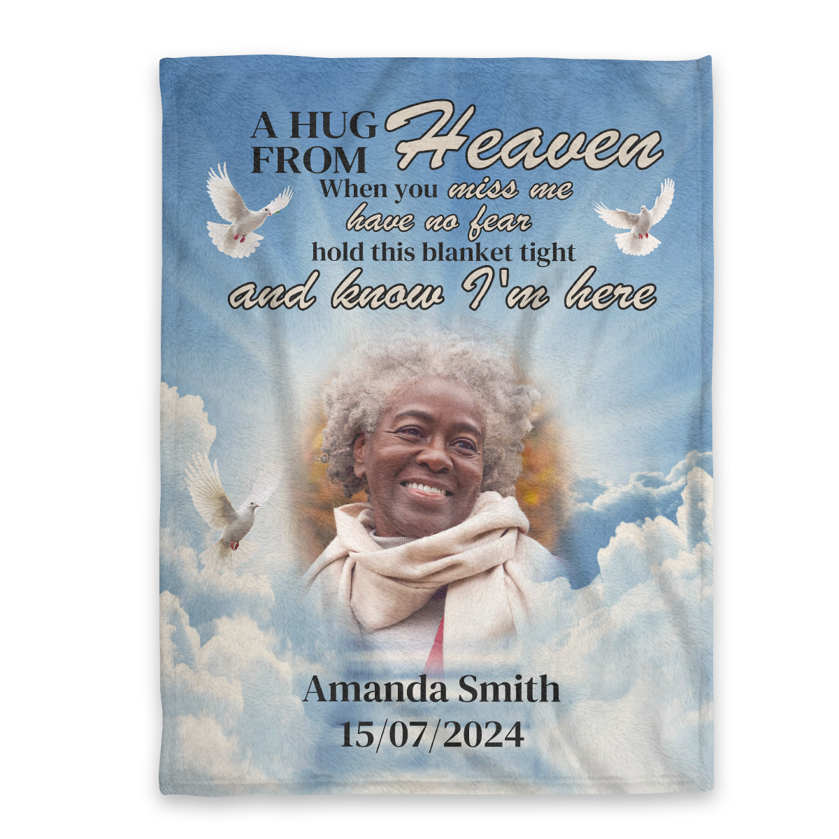 A Hug From Heaven When You Miss Me Have No Fear - Personalized Fleece Blanket