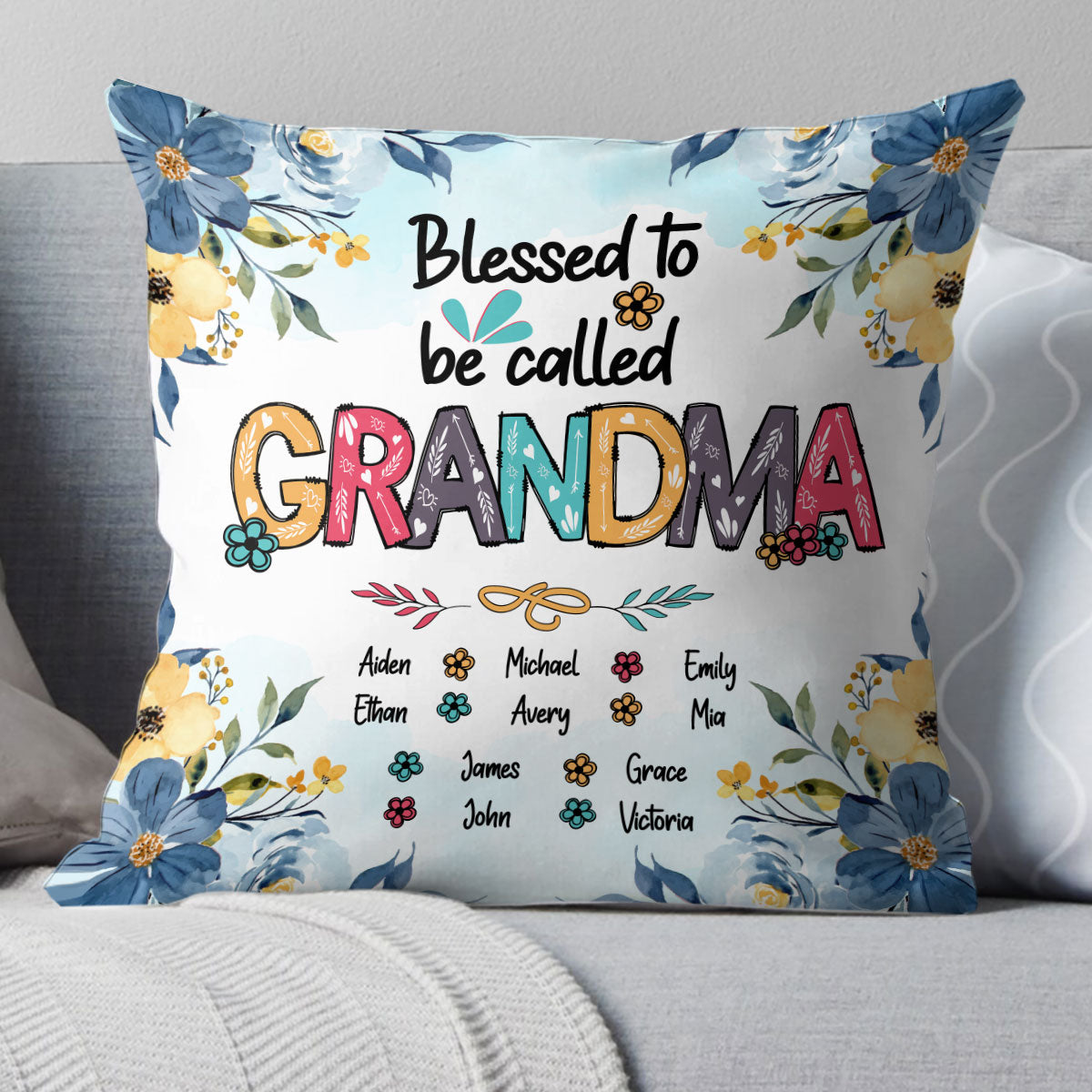 Blessed To Be Called Grandma Mom - Personalized Pillow