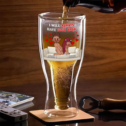 I Promise To Always Be By Your Side - Personalized Inverted Beer Glass