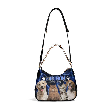 Dog Mom Cat Mom Fur Mama - Personalized Chain Shoulder Bag SBCSBLN816T