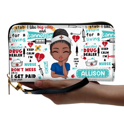 Nurse - Personalized Leather Clutch Purse SBCPLN1813L