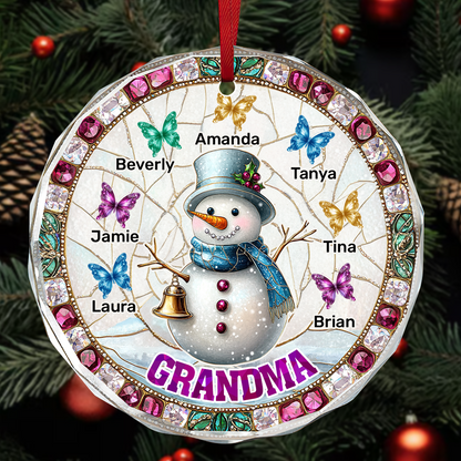 Grandma - Personalized Round Glass Ornament