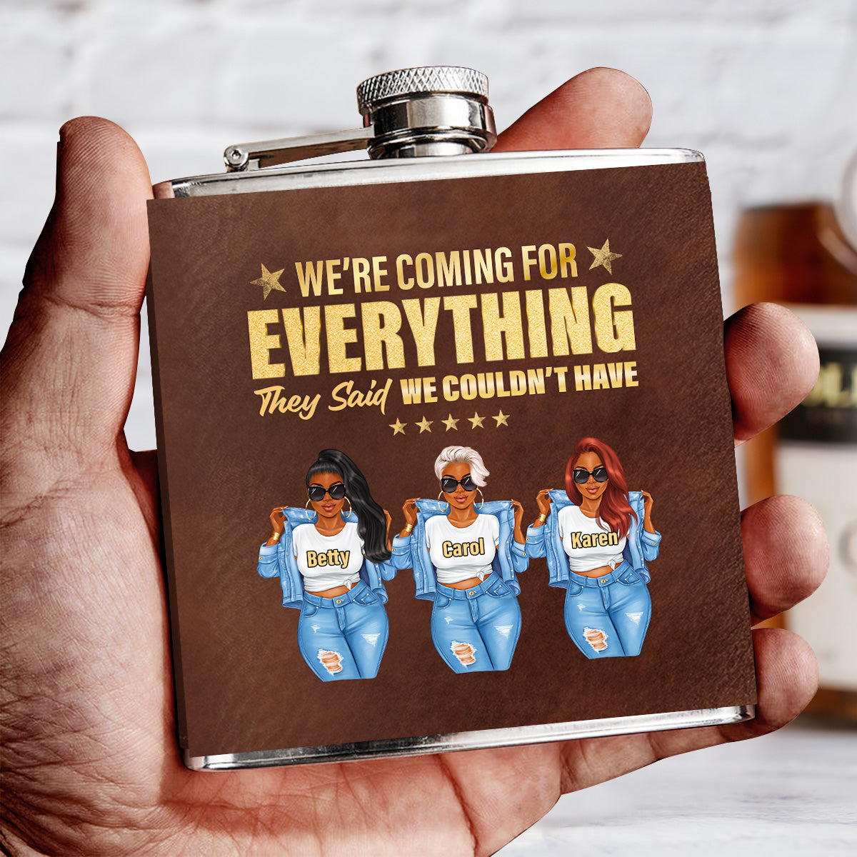 I Am Coming - Personalized Leather Flask SBLFLALTU2698T