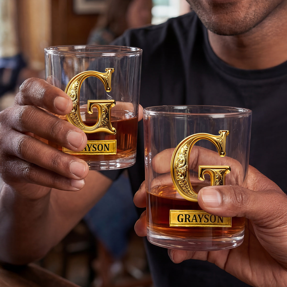 Roses Hold Love Initials Mark Us - Personalized Round Whiskey Glass