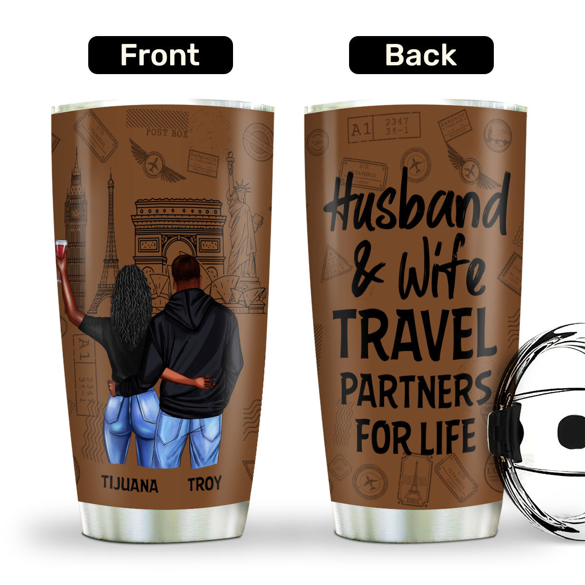 Travel Partners For Life - Personalized Stainless Steel Tumbler