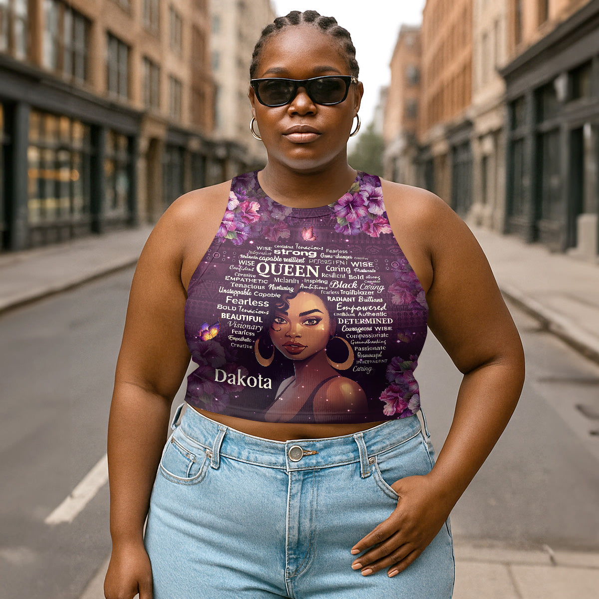 Gift For Women - Black Queen - Personalized Crop Tank Top Custom