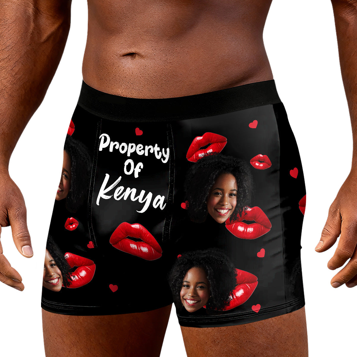 Kiss Lip Property of Wife - Personalized Men's Boxer Briefs