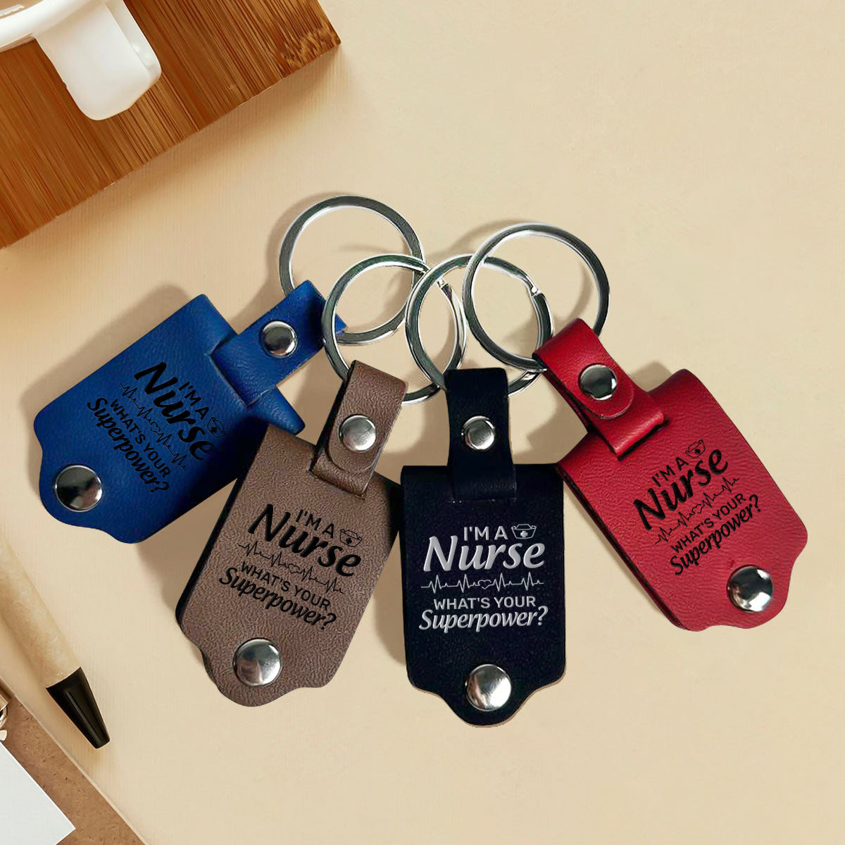 I Am A Nurse - Personalized Leather Photo Keychain SBLPKLN2559L