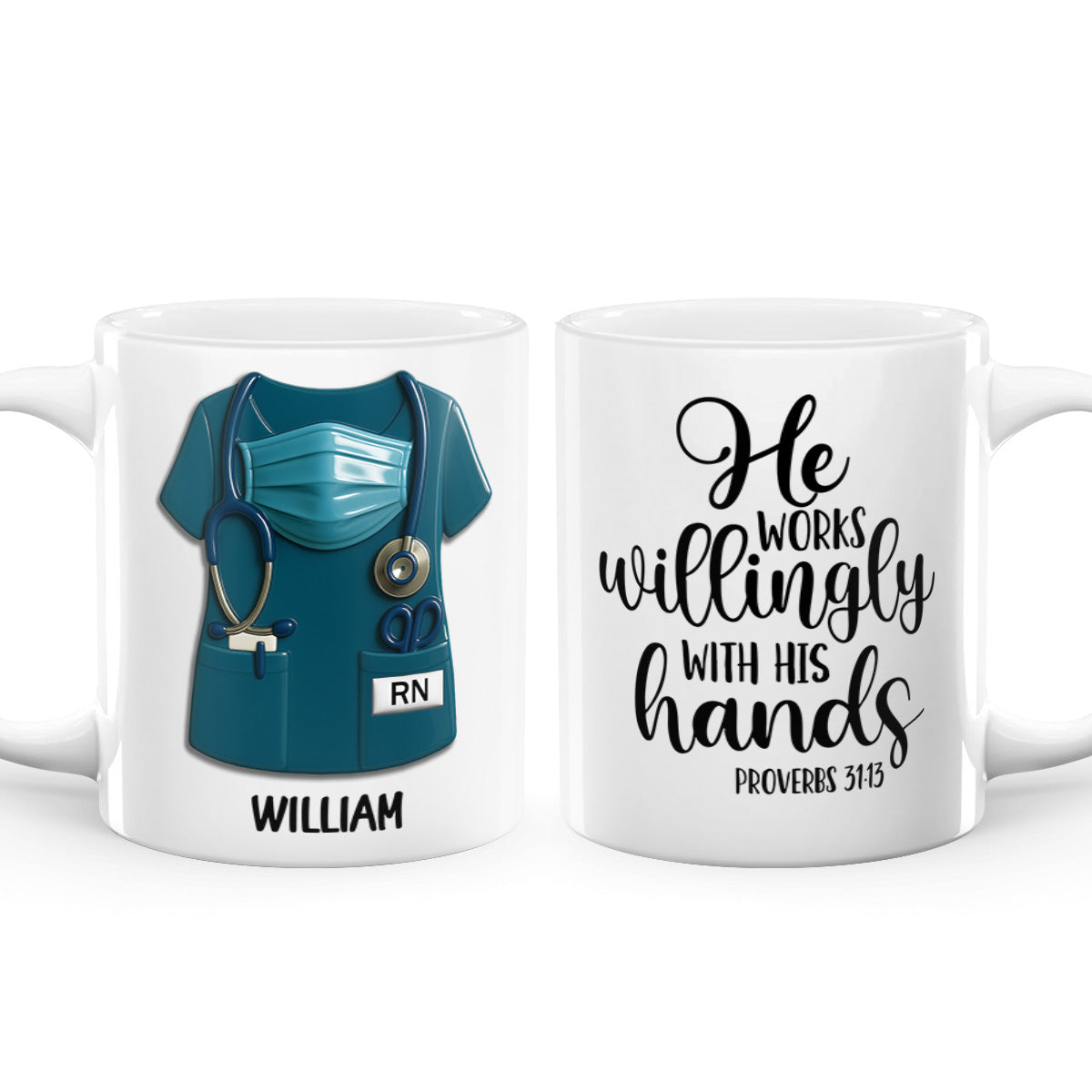 She Works Willingly With Her Hands - Personalized Ceramic Coffee Mug