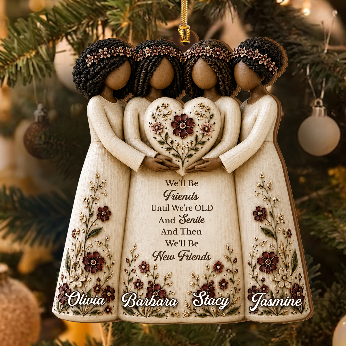 Always Connected By Heart - Personalized Wood Ornament Cutout & Print 1 Side