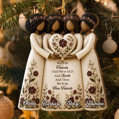 Always Connected By Heart - Personalized Wood Ornament Cutout & Print 1 Side