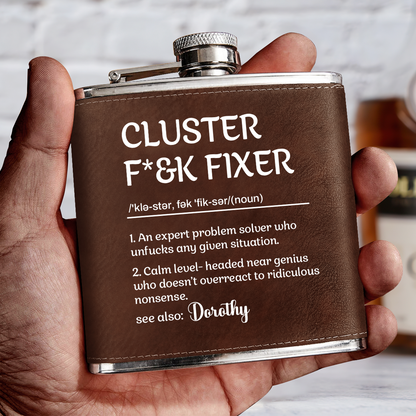 Cluster Fixer - Personalized Leather Flask