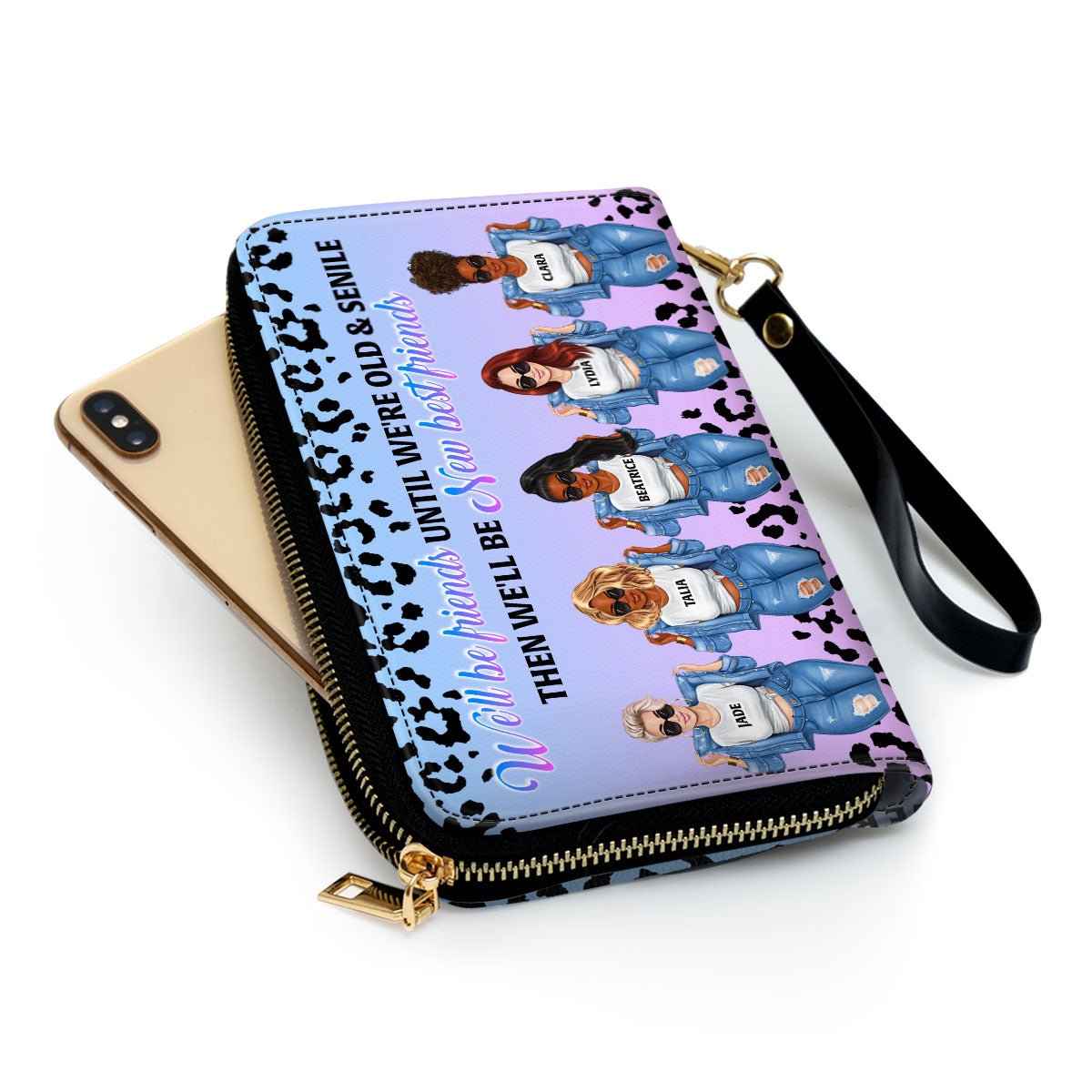 We Will Be New Best Friends - Personalized Leather Clutch Purse