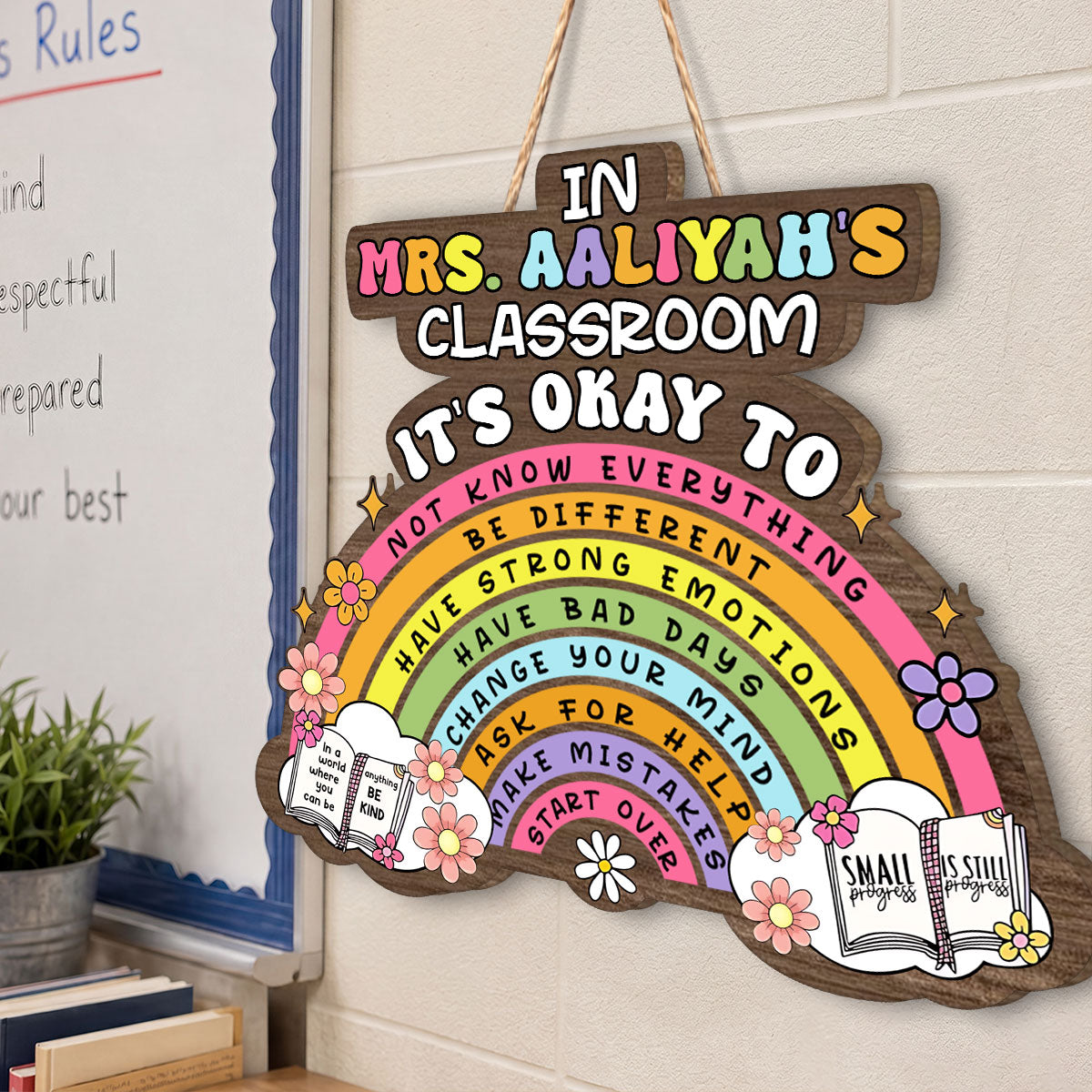 It's Okay To Not Know Everything Classroom Rules - Personalized Wooden Door Sign