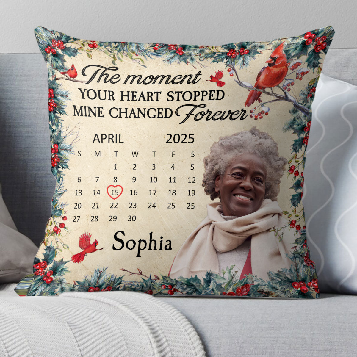 The Moment Your Heart Stopped Mine Changed Forever - Personalized Crystal Velvet Pillow