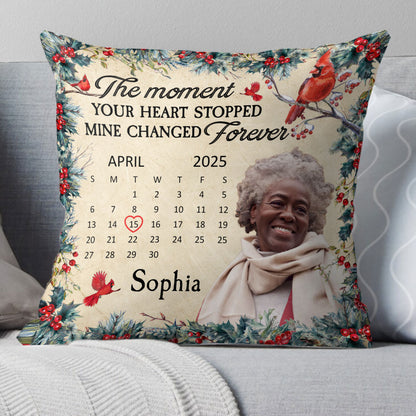 The Moment Your Heart Stopped Mine Changed Forever - Personalized Crystal Velvet Pillow
