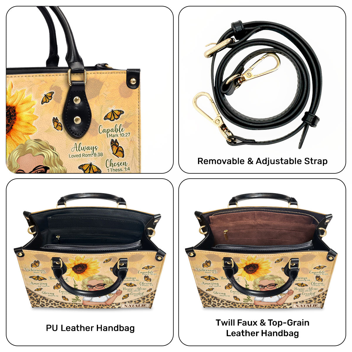 You Are Sunflower - Personalized Leather Handbag SBLHBLN1466L