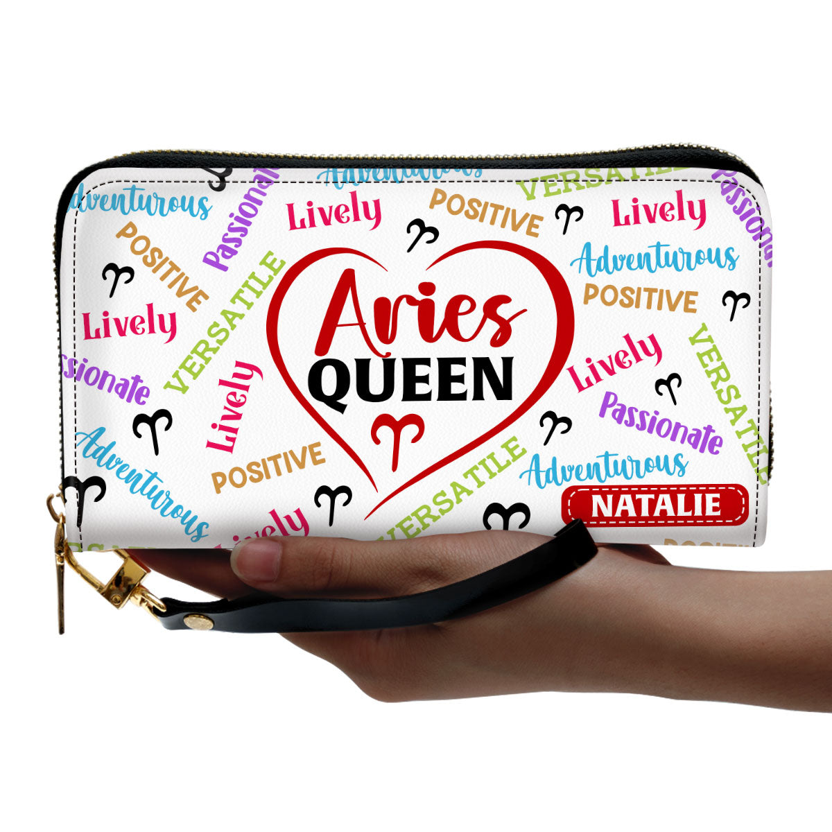 Zodiac Queen - Personalized Leather Clutch Purse SBCPLN2567M