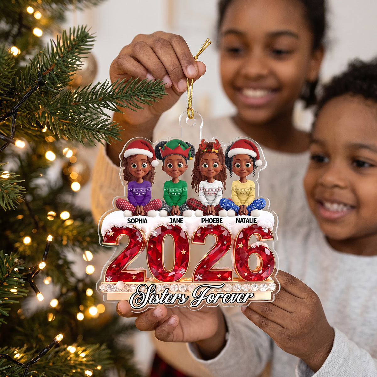 Sisters Forever - Personalized 1-Layer Acrylic Ornament