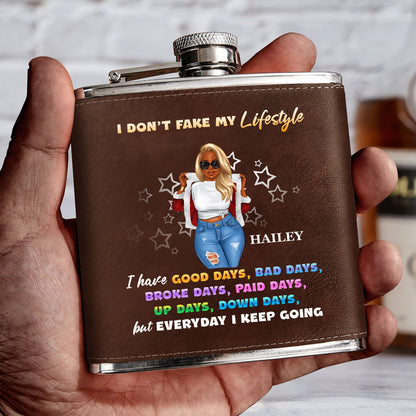 I Do Not Fake My Lifestyle - Personalized Leather Flask