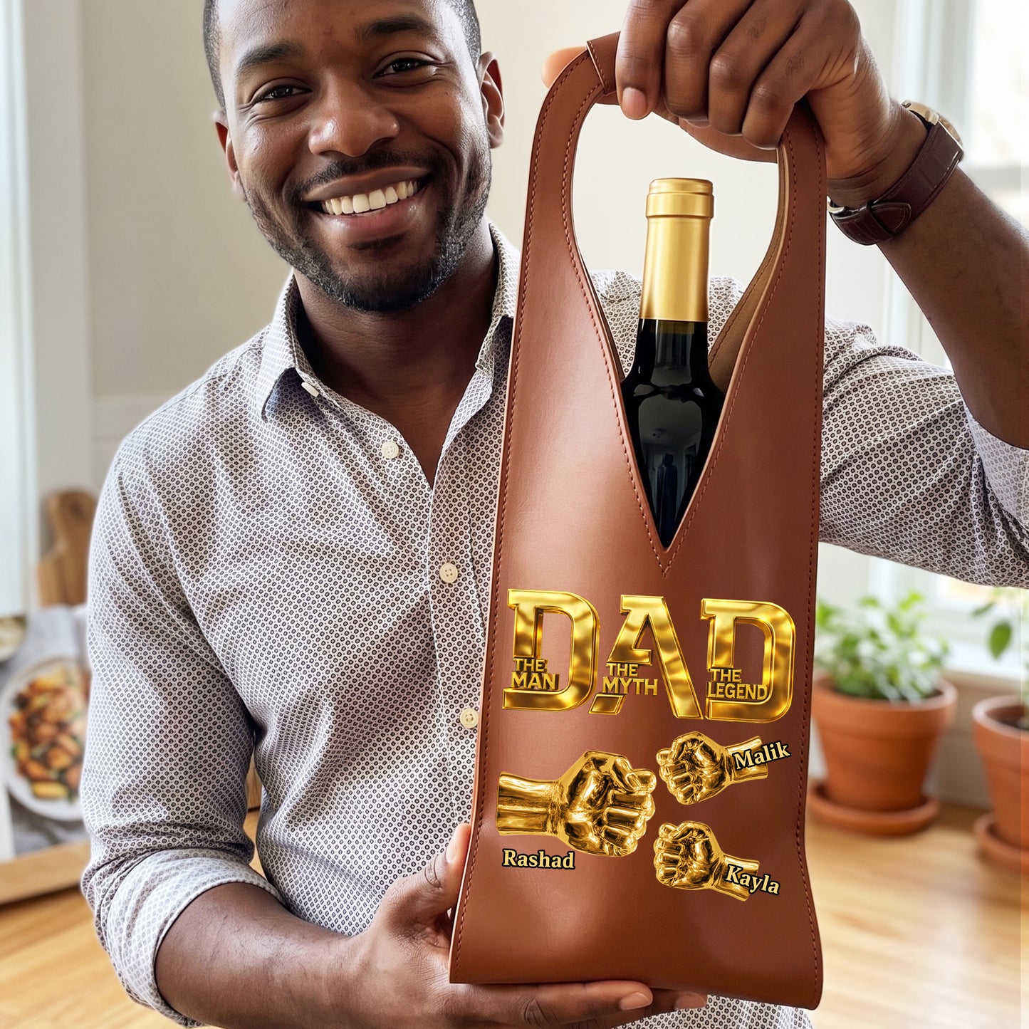 Dad The Man The Myth The Legend - Personalized Leather Wine Bag