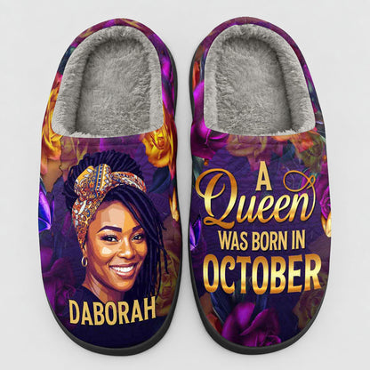 Custom Photo A Beautiful Queen - Personalized Flat Warm Slippers