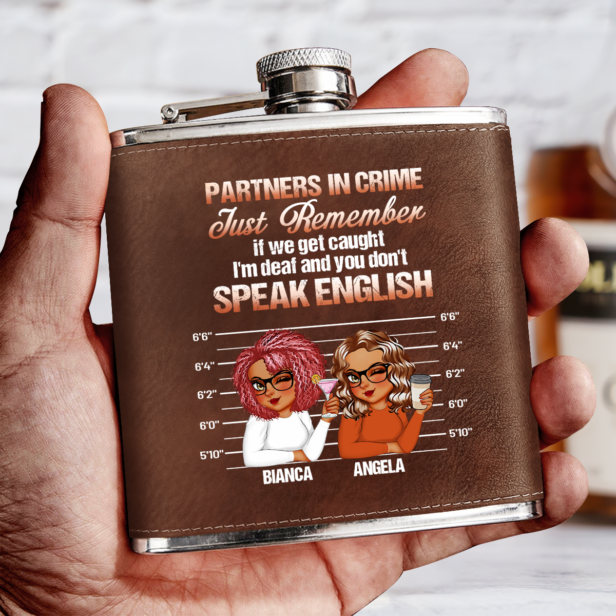 Partners In Crime - Personalized Leather Flask