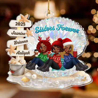 Besties And Sisters Forever - Personalized 1-Layer Acrylic Ornament