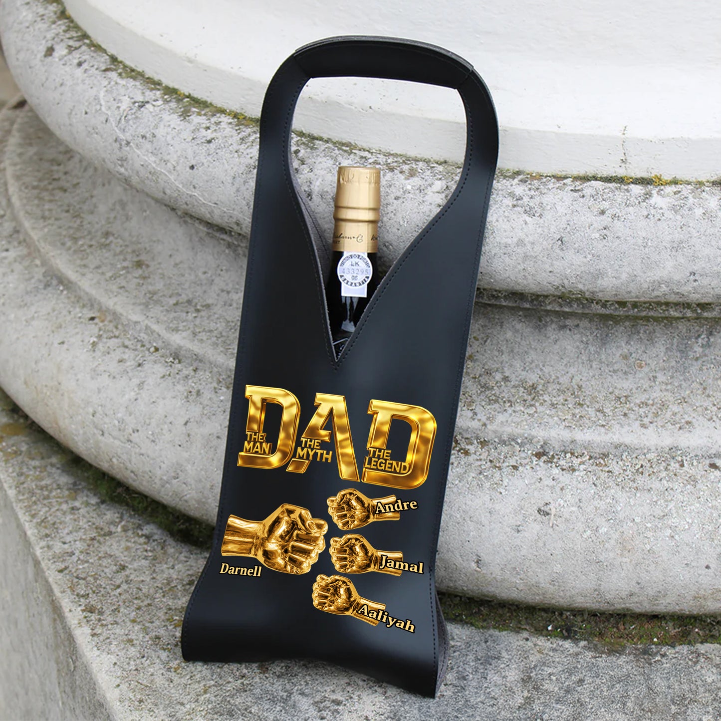 Dad The Man The Myth The Legend - Personalized Leather Wine Bag