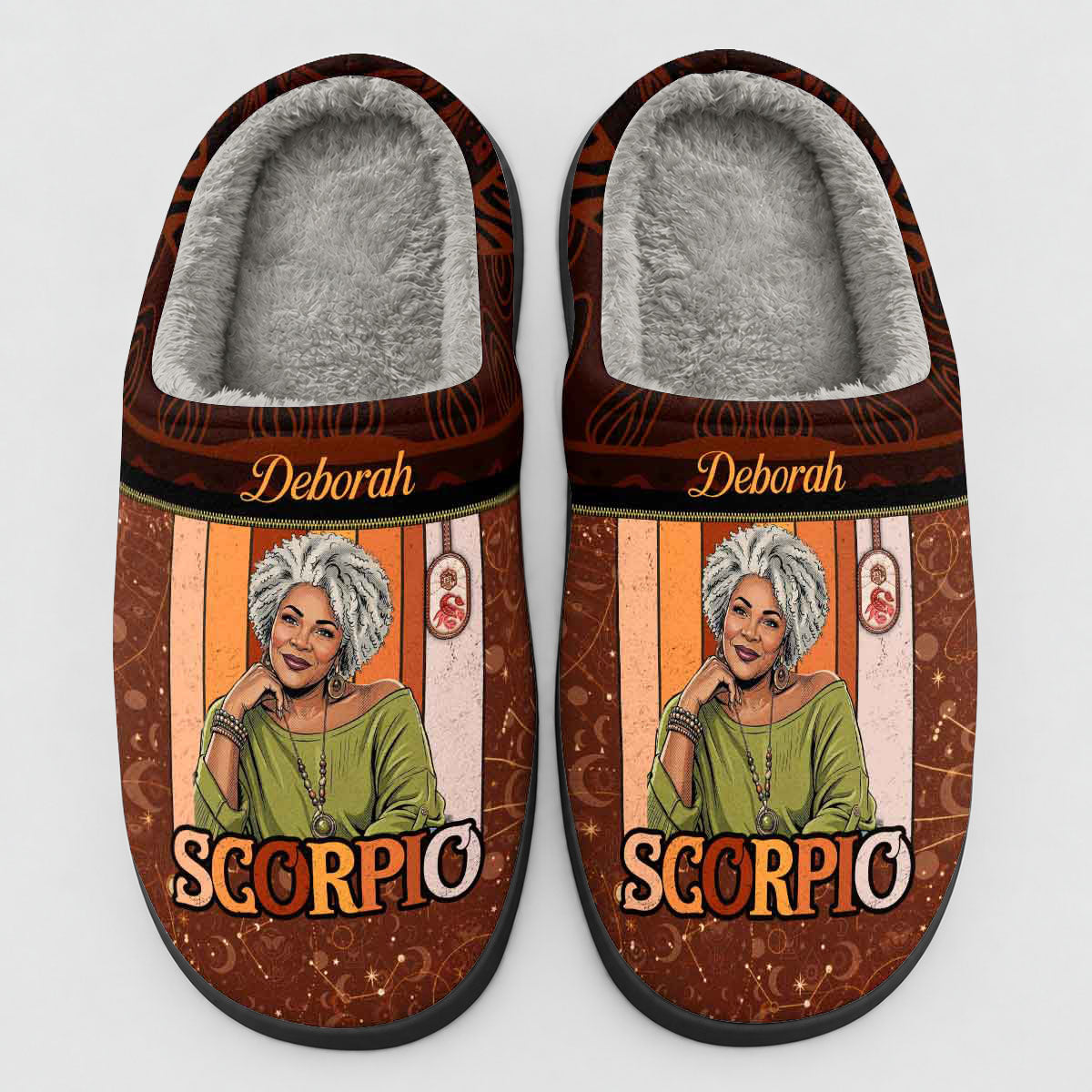 Custom Photo Horoscope - Personalized Flat Warm Slippers