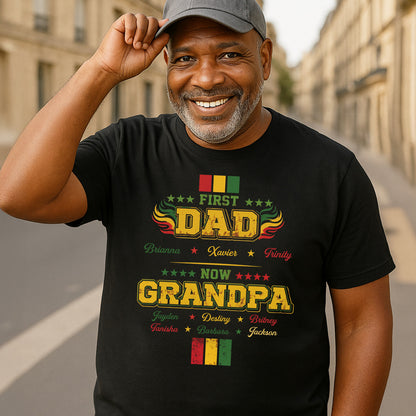 First Dad Now Grandpa Juneteenth Celebration - Personalized 2D Unisex T-shirt