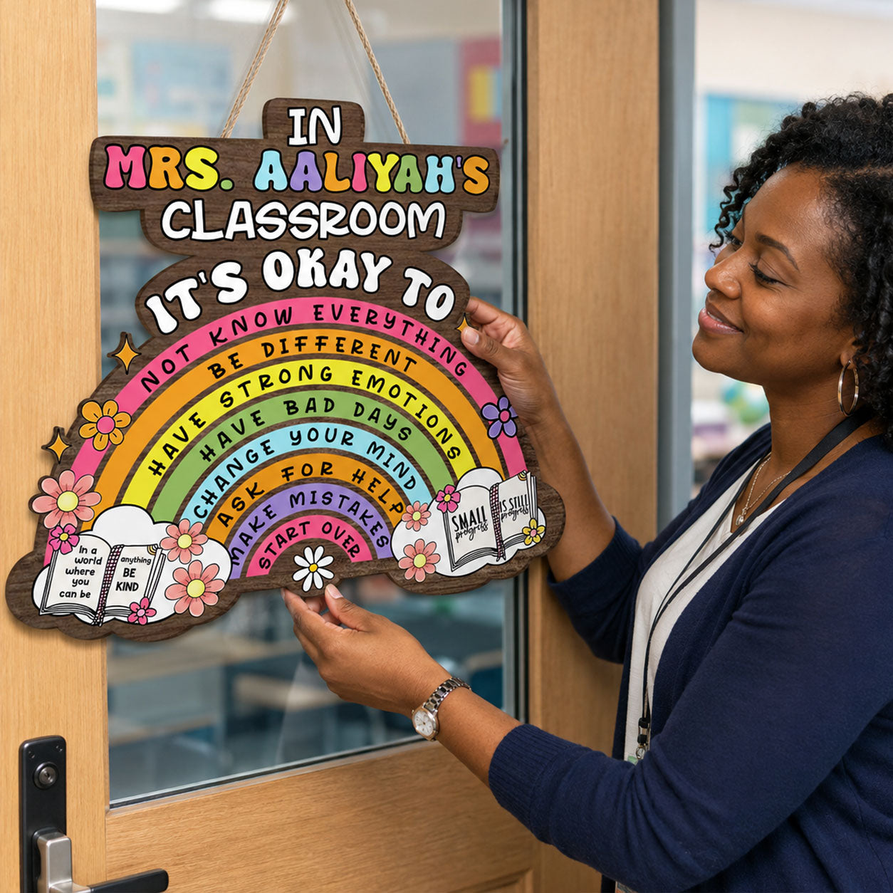 It's Okay To Not Know Everything Classroom Rules - Personalized Wooden Door Sign