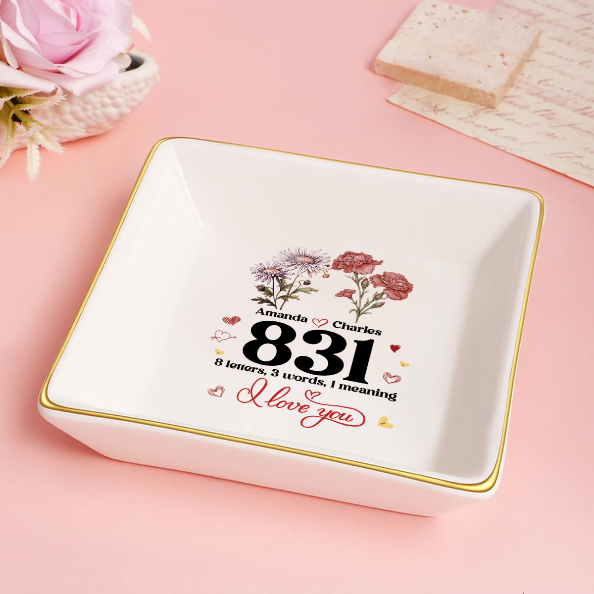 8 Letters 3 Words 1 Meaning I Love You - Personalized Jewelry Dish