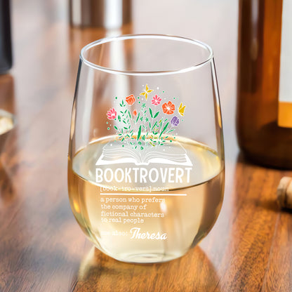 Booktrovert - Personalized Stemless Wine Glass