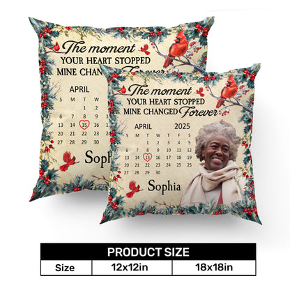 The Moment Your Heart Stopped Mine Changed Forever - Personalized Crystal Velvet Pillow