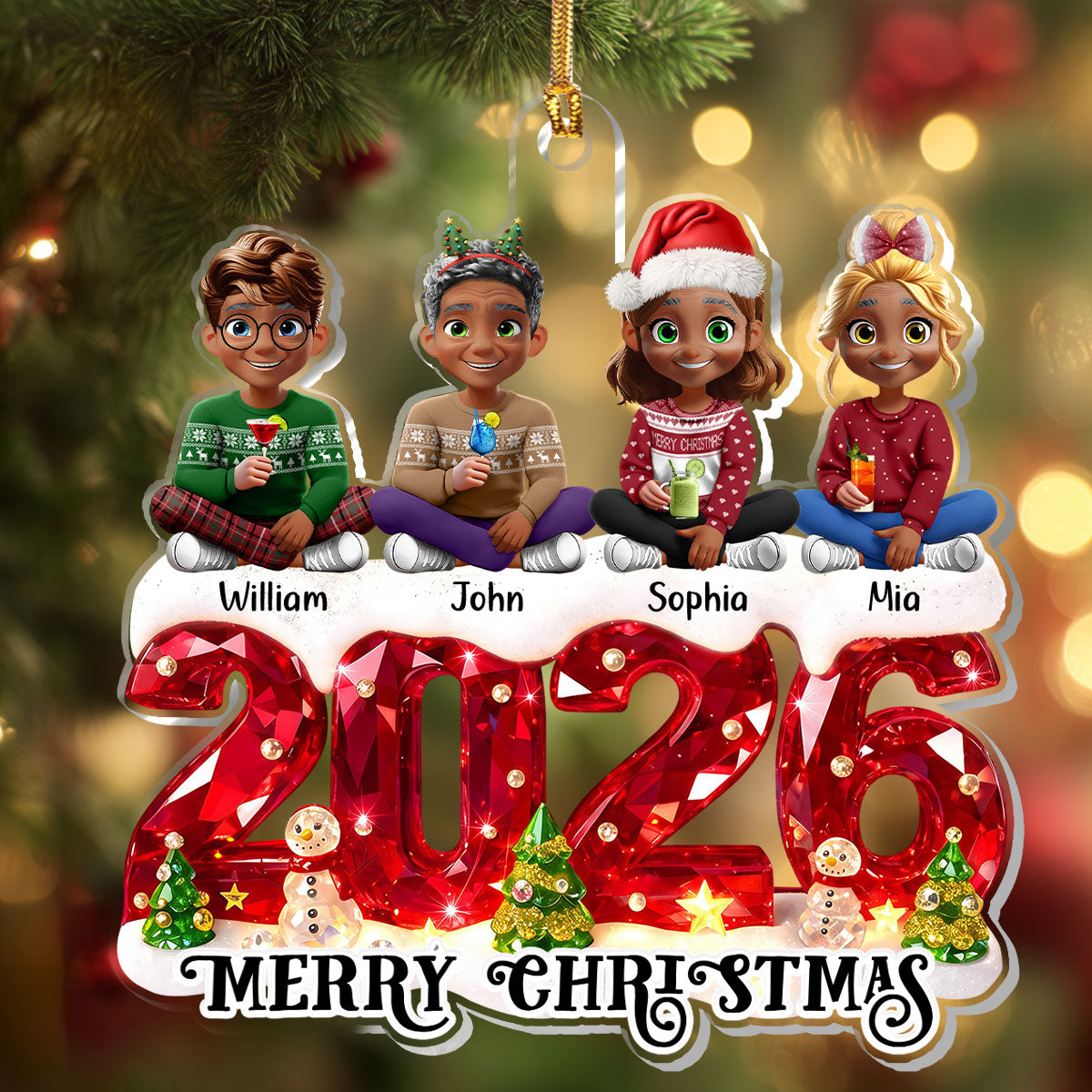 Merry Christmas - Personalized 1-Layer Acrylic Ornament
