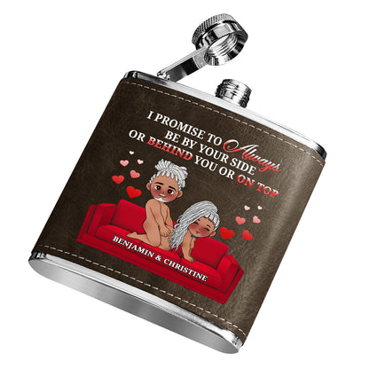 I Promise To Always Be By Your Side - Personalized Leather Flask