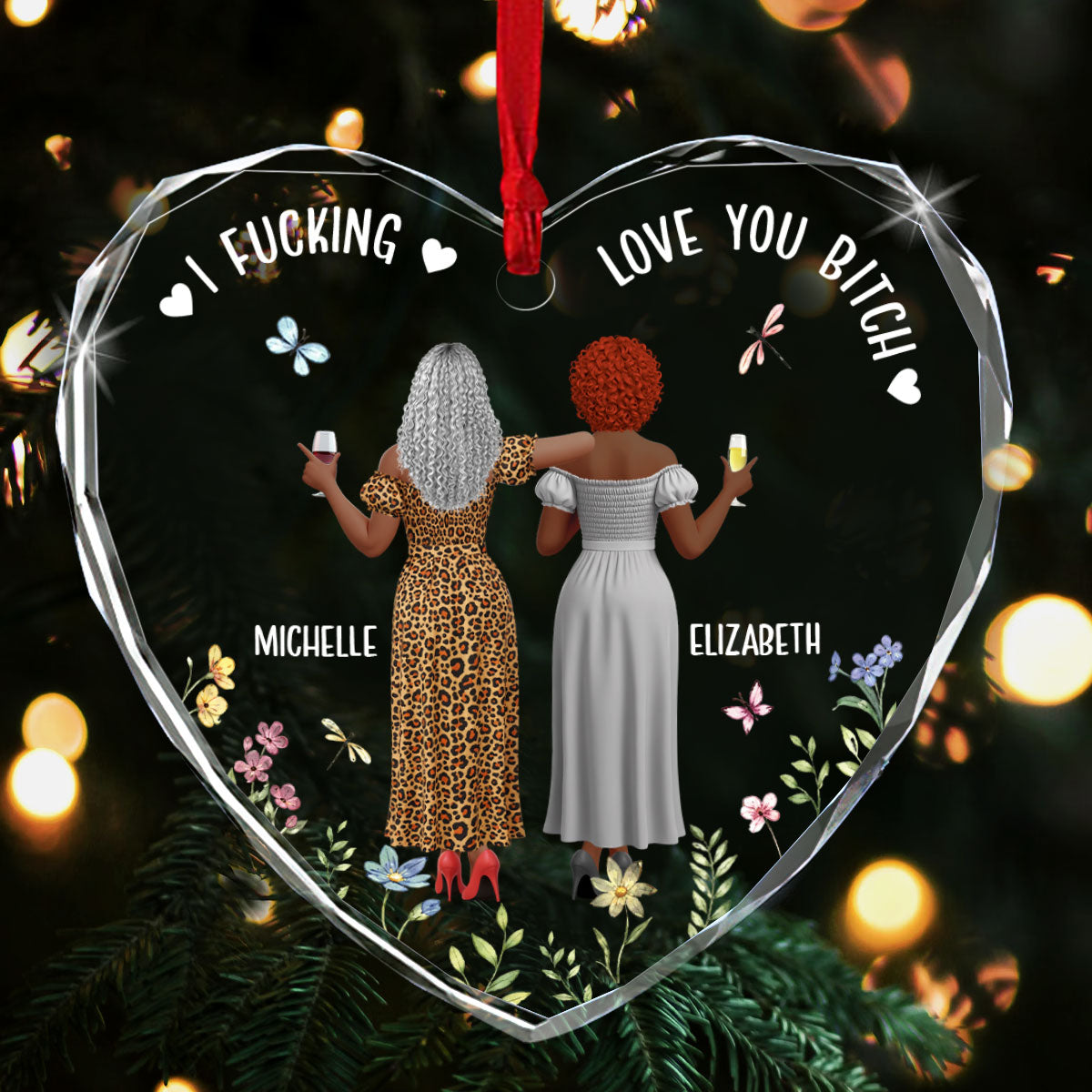 It Takes A Long Time To Grow Old Friends - Personalized Heart Shaped Glass Ornament