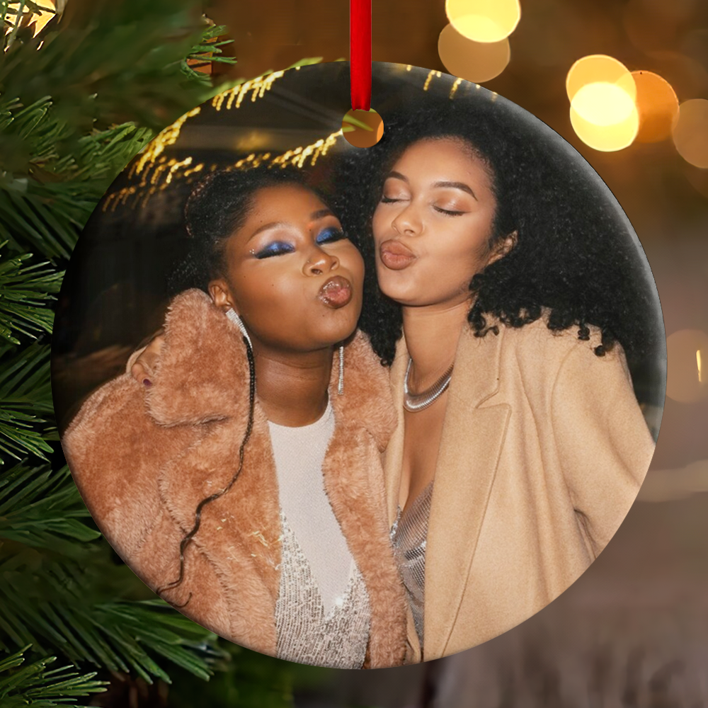 Besties Forever - Personalized Round Shaped Ceramic Ornament