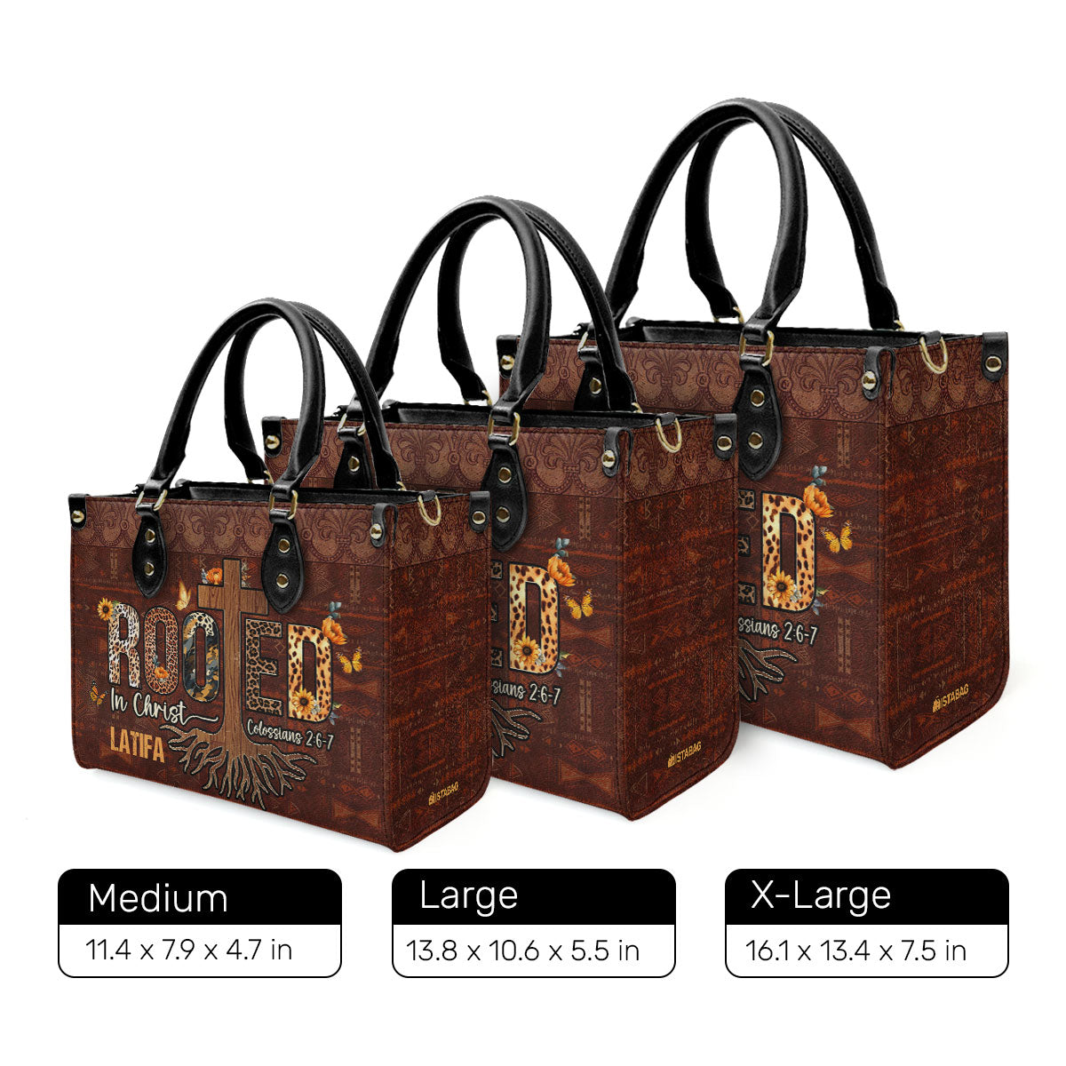 Rooted In Christ - Personalized Leather Handbag SBLHBLM1465TA