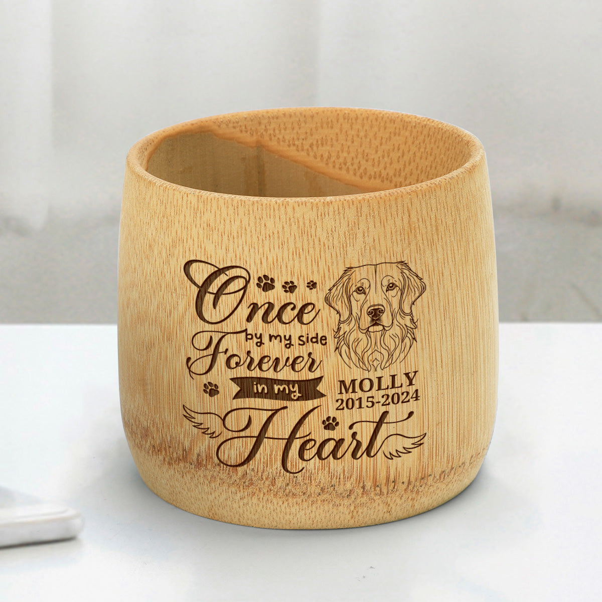 Once By My Side Forever In My Heart - Personalized Bamboo Cup