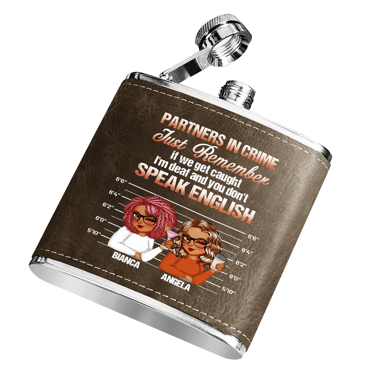 Partners In Crime - Personalized Leather Flask