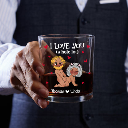 I Love You - Personalized Round Whiskey Glass