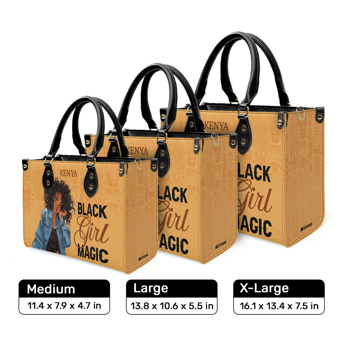 Black Girl Magic - Personalized Leather Handbag SBS01