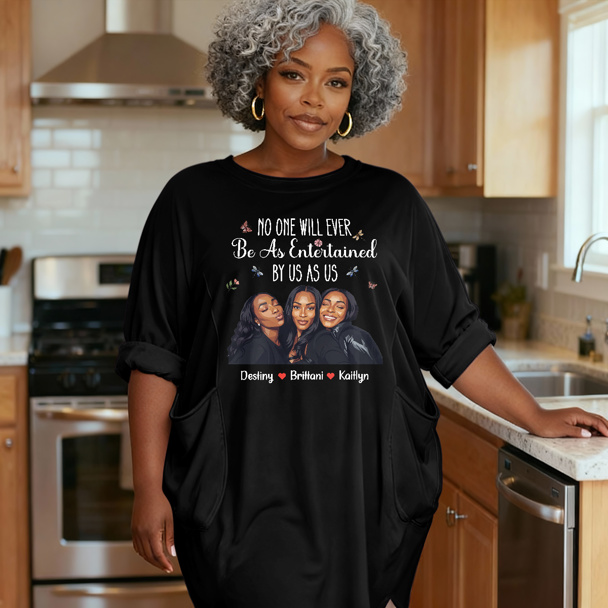 No One Will Ever Be As Entertained By Us As Us - Personalized Loose Pocket Oversize T-Shirt Dress