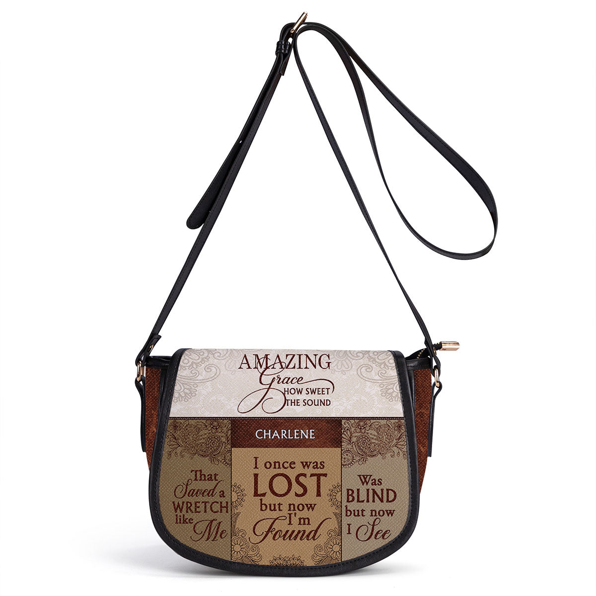 Amazing Grace- Personalized Leather Saddle Cross Body Bag MB49