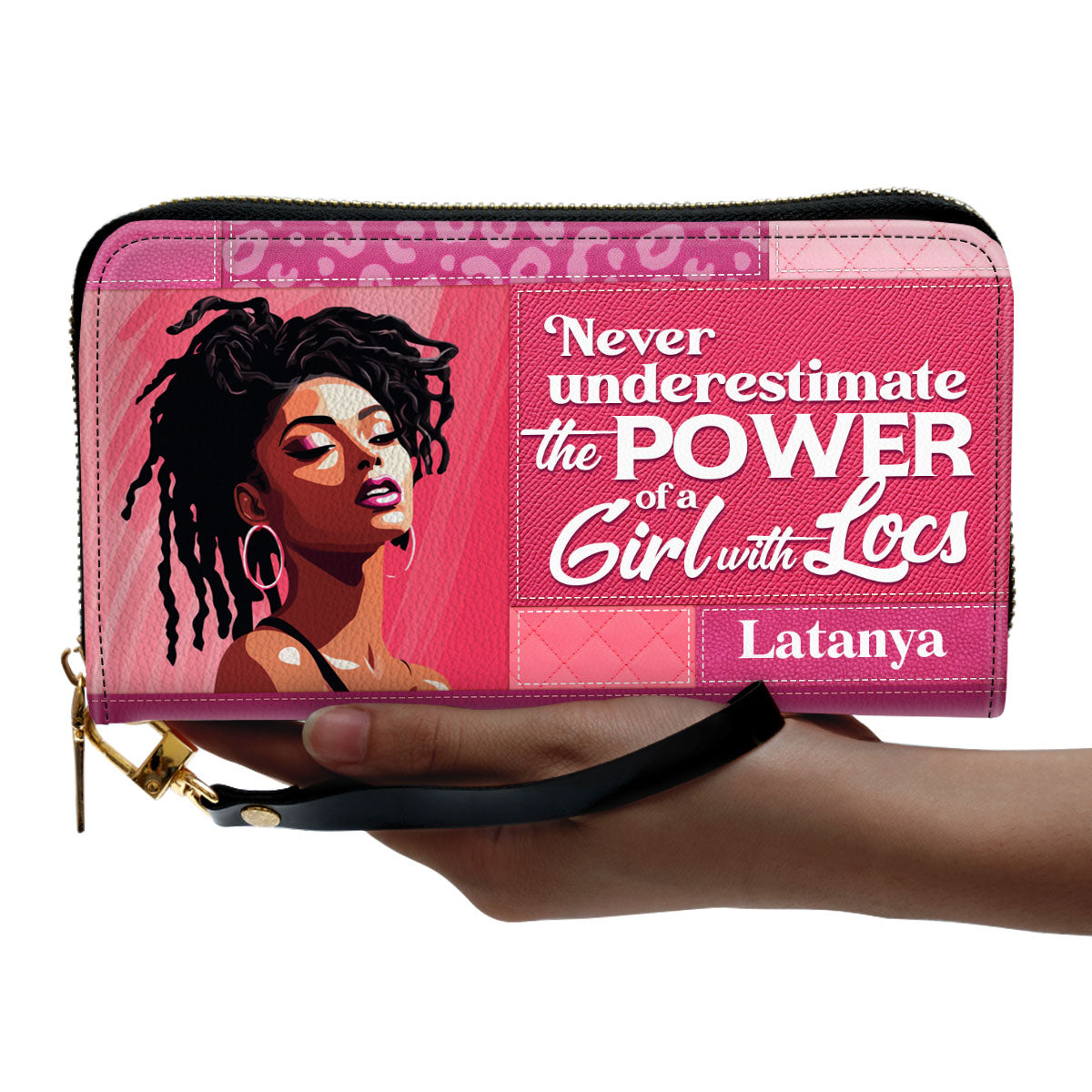 Power Of A Girl With Locs - Personalized Leather Clutch Purse STB86