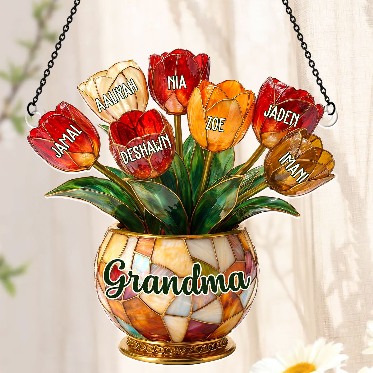 Grandma’s Blooming Love - Personalized Acrylic Suncatcher